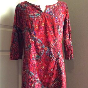 Uncle Frank Red & Multicolor 3/4 sleeve Like New Uncle Frank Dress, Size Large